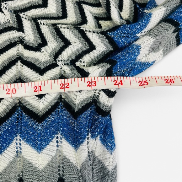 Sarah Spencer Cardigan Womens Plus Sz 2X Blue Gray Chevron 3/4 sleeve Open Front - Picture 7 of 9